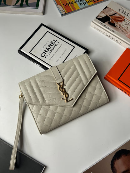 YSL white ghw clutch Brandnew