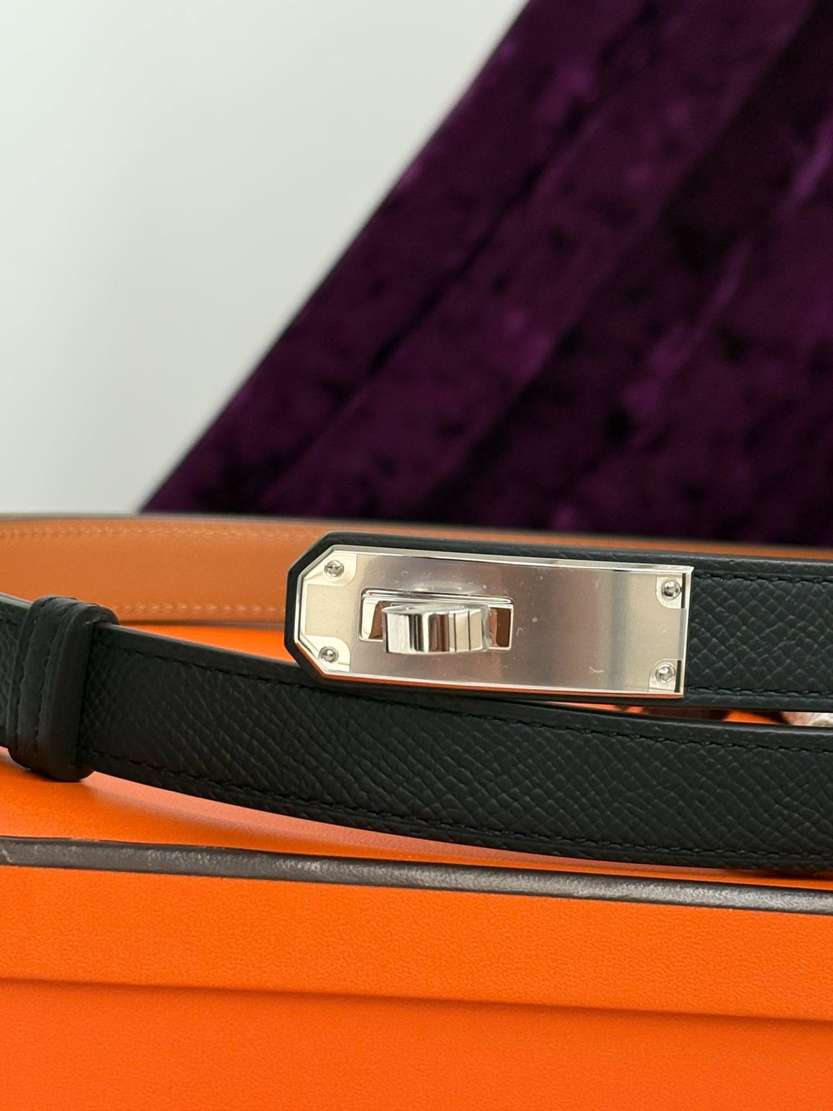 Hermes Kelly belt black phw stamp G UY 240 TM Brandnew