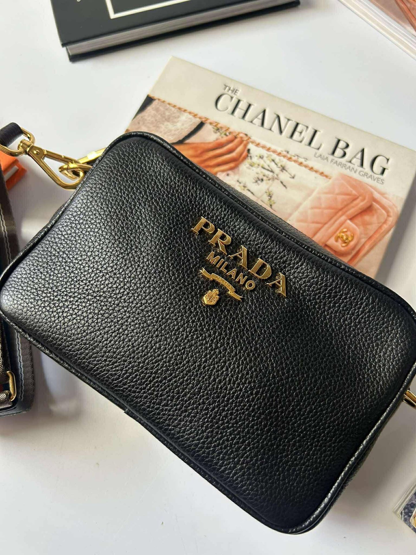 Prada camera bag mini black 158D sling bag crossbody guitar strap Brandnew
