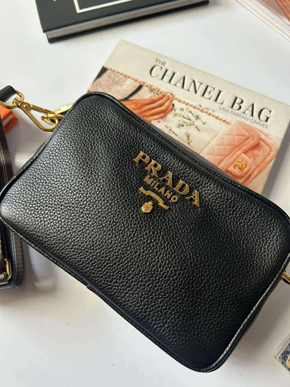 Prada camera bag mini black 158D sling bag crossbody guitar strap Brandnew
