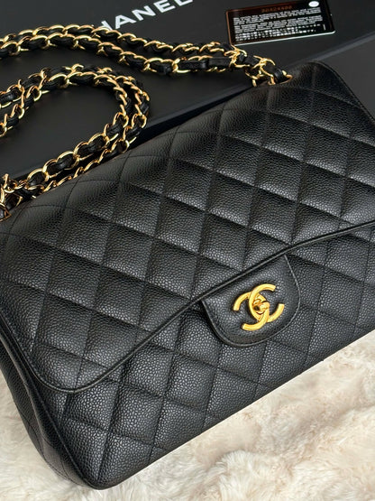 Chanel Large flap black caviar series 30424488 Rank SA