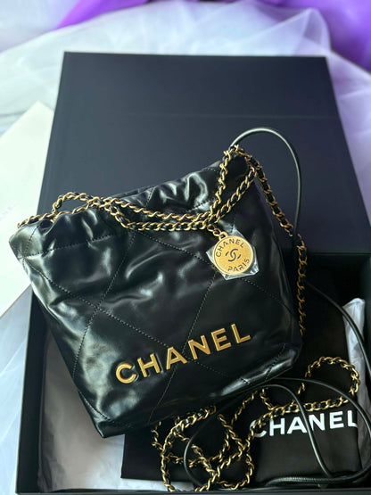 Chanel black mini hobo ghw BN