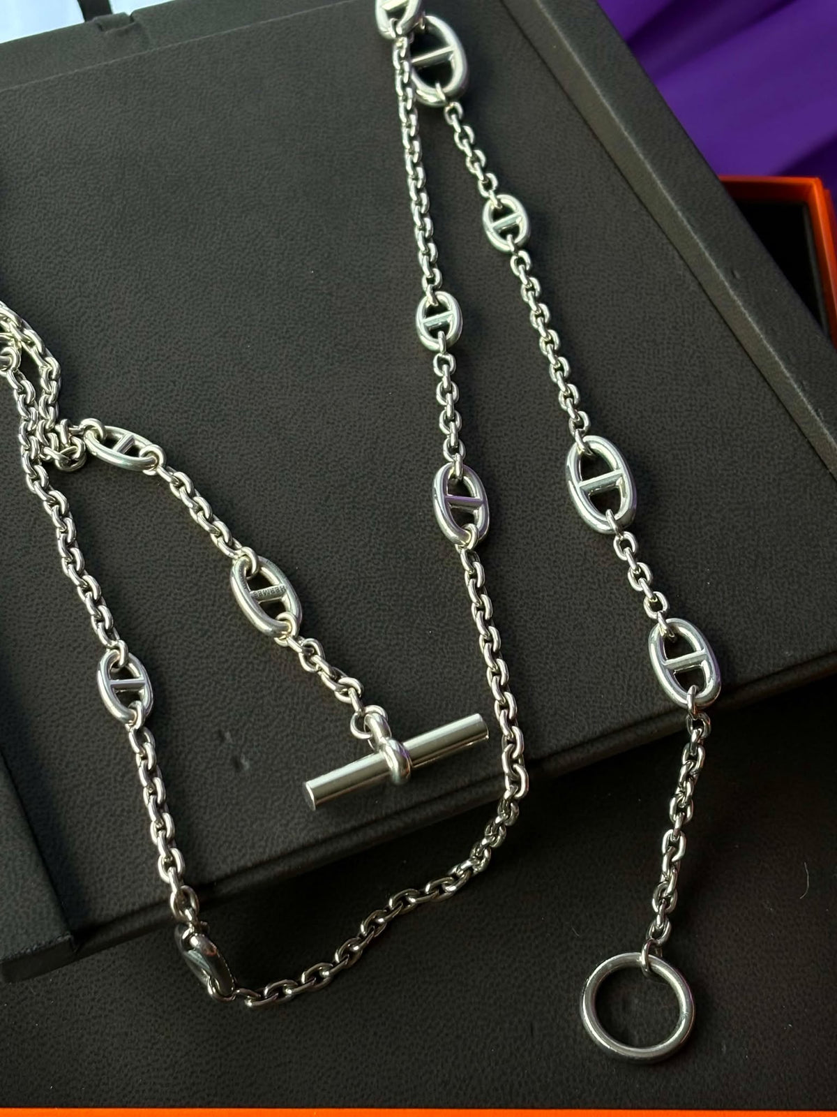 Hermes Farandole small model long necklace in silver