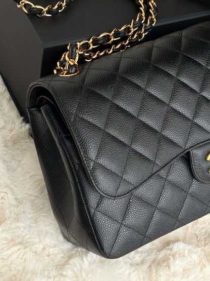Chanel Large flap black caviar series 30424488 Rank SA