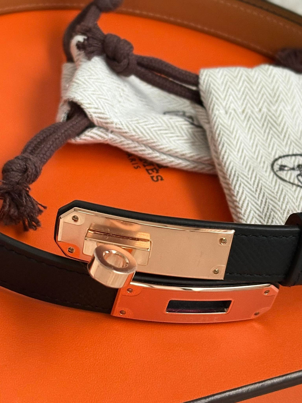 Hermes Kelly belt black Rghw stamp G AM 270 UH Brandnew