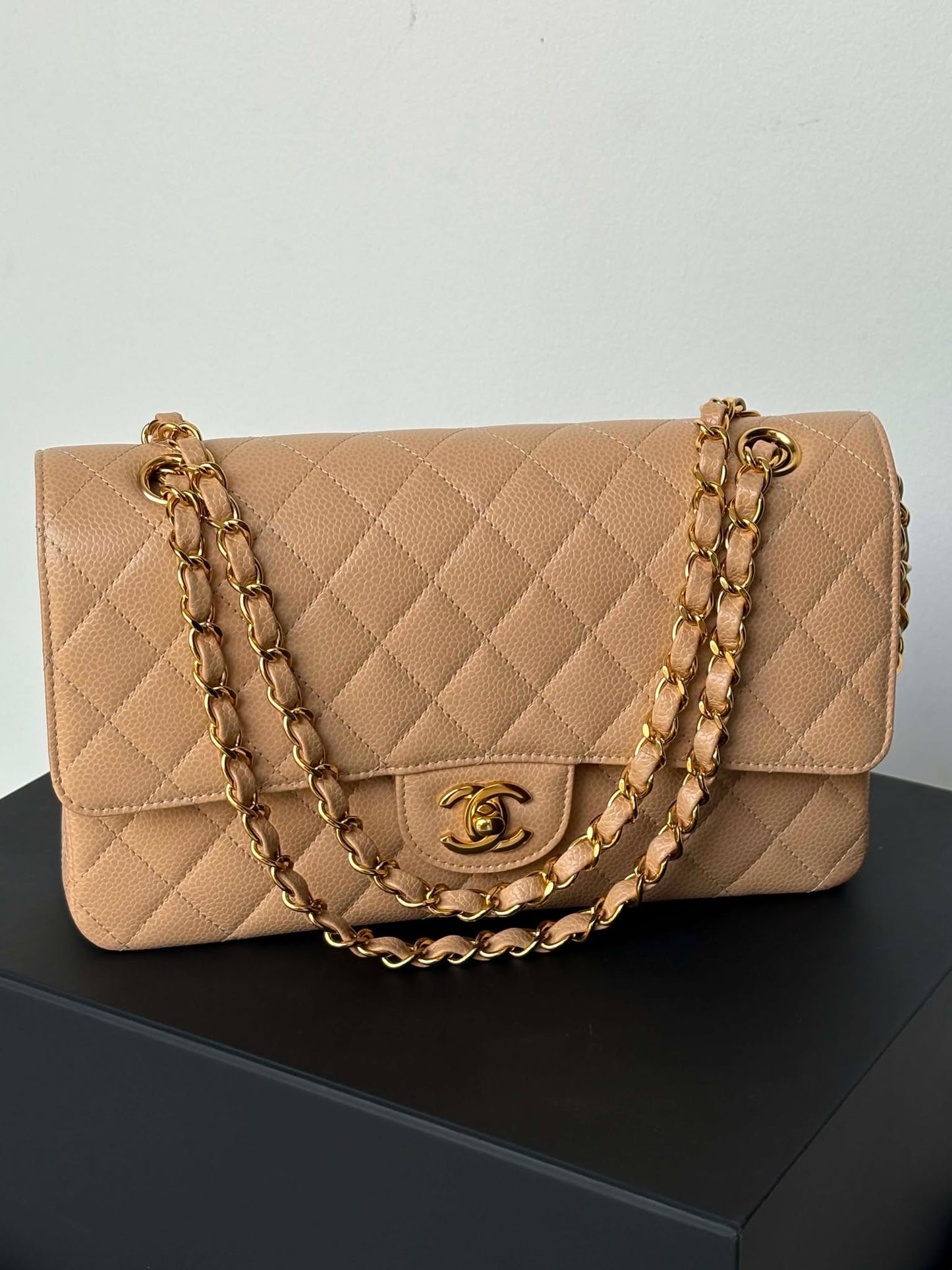 Chanel double flap med beige caviar ghw micro NPLHJ1P0 Rank SA