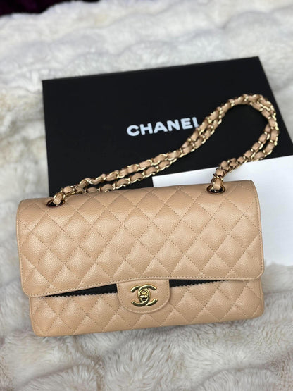 Chanel Medium DF In Beige Claire Caviar Leather GHW Microchip