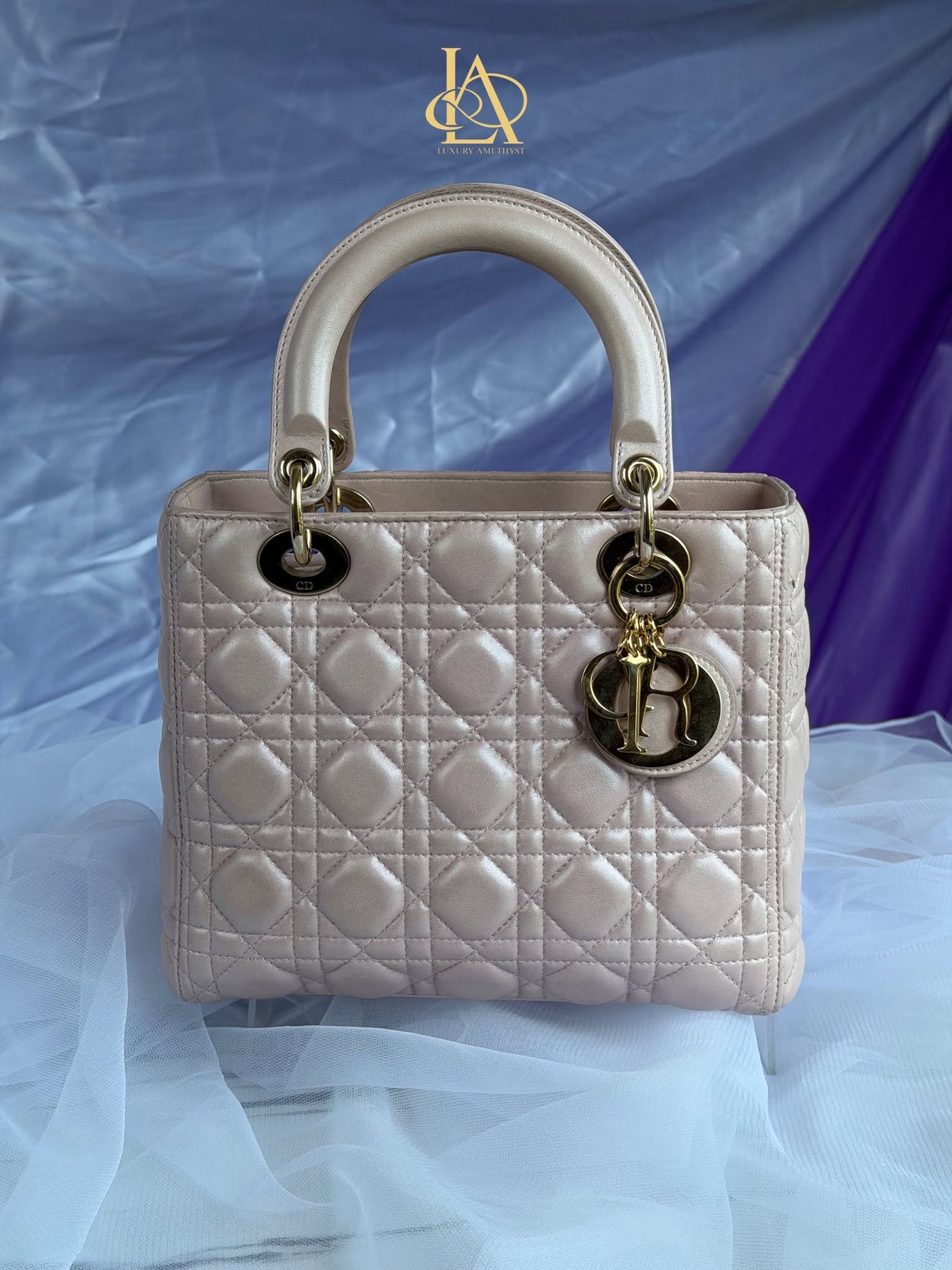 Lady dior medium iridescent pink 18-BO-1126