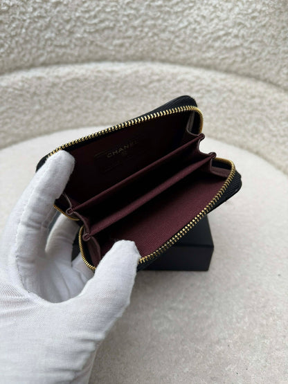 Chanel Card holder compact wallet black caviar ghw brand new K7P8EK79