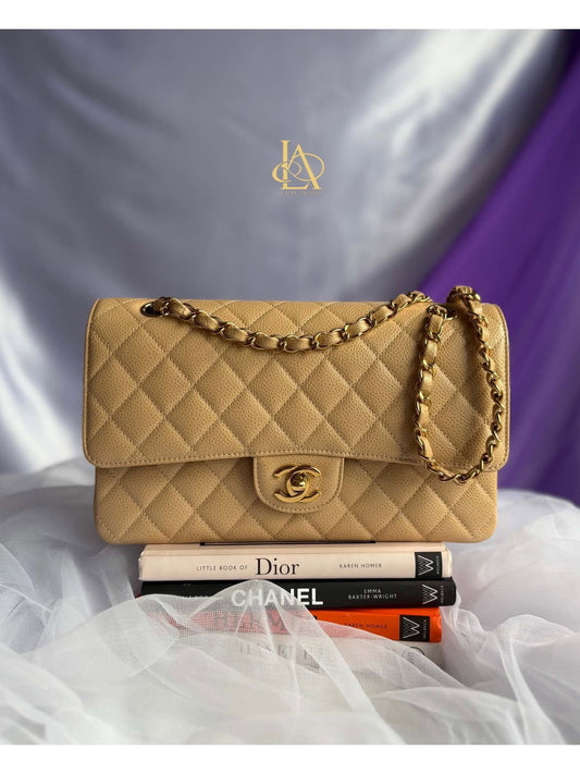 Chanel double flap med beige caviar ghw micro NPLHJ1P0 Rank SA