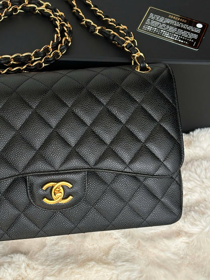 Chanel Large flap black caviar series 30424488 Rank SA