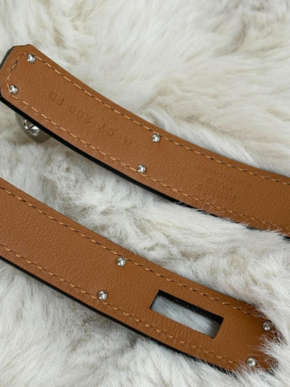 Hermes Kelly belt black phw stamp G CY 280 FB Brandnew