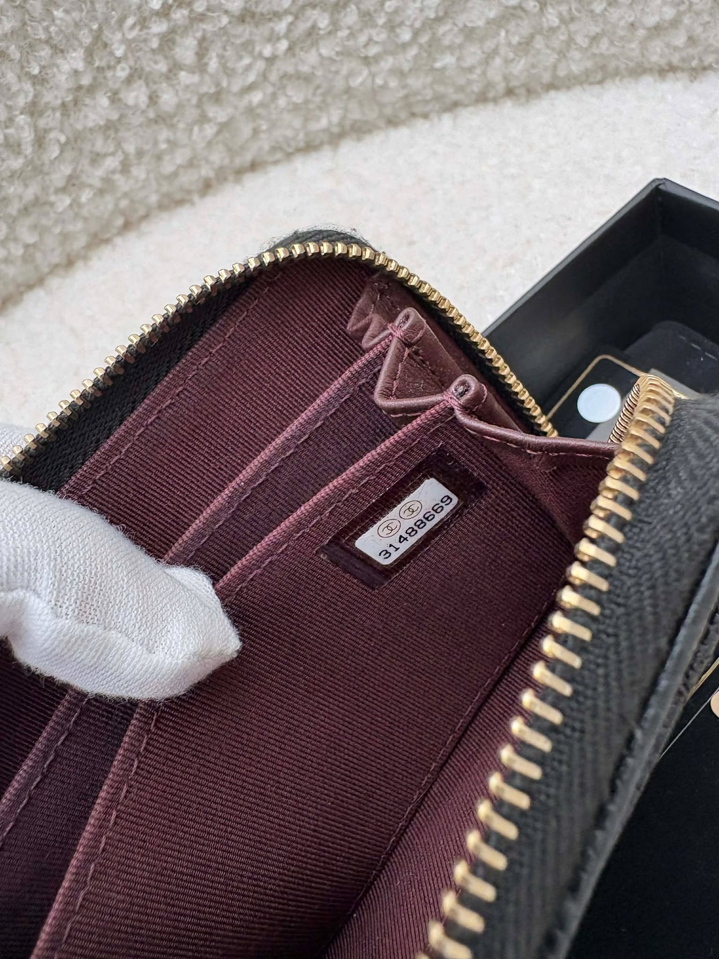 Chanel Card holder compact wallet black caviar ghw rank A 31488669