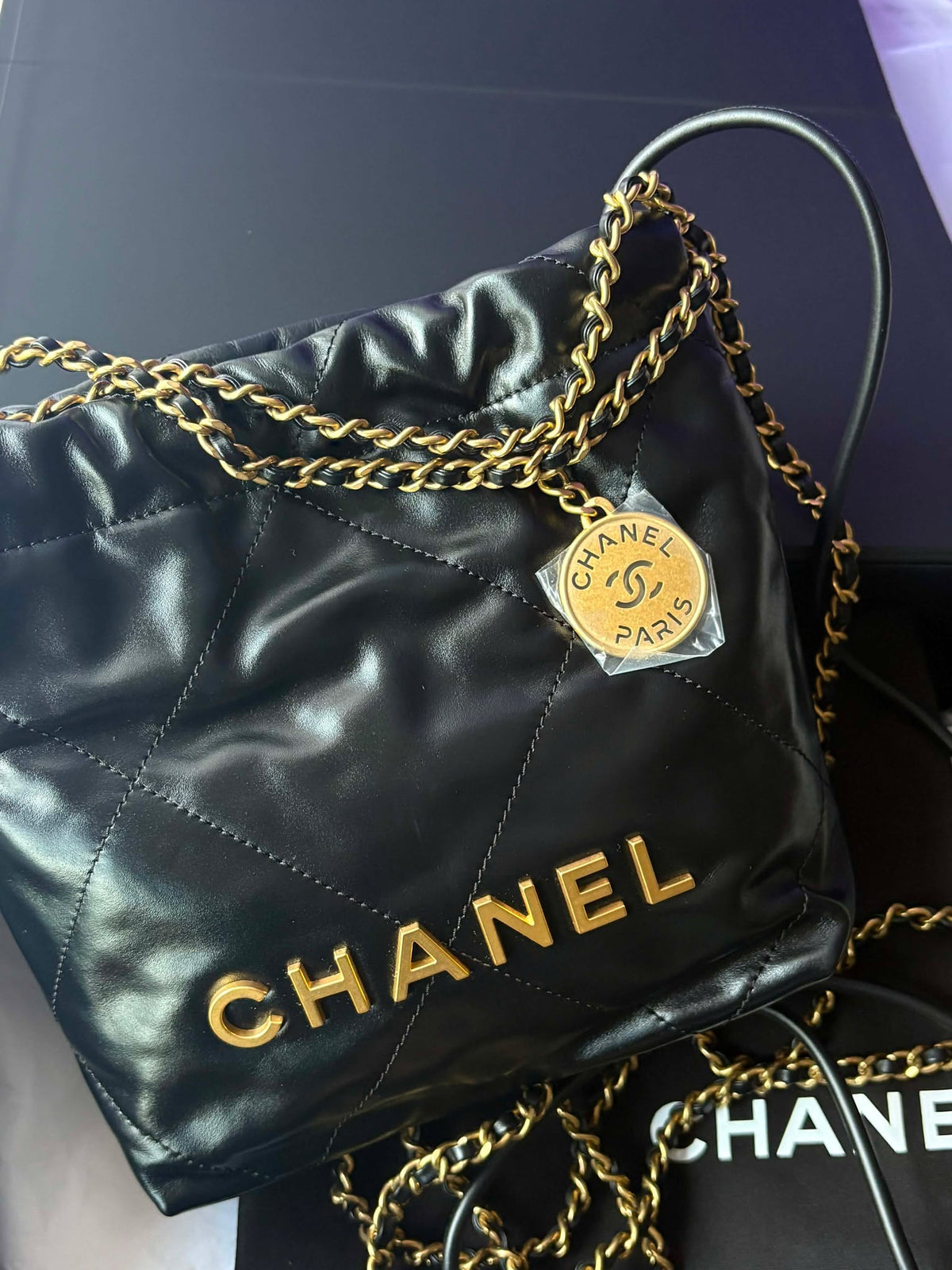 Chanel black mini hobo ghw BN