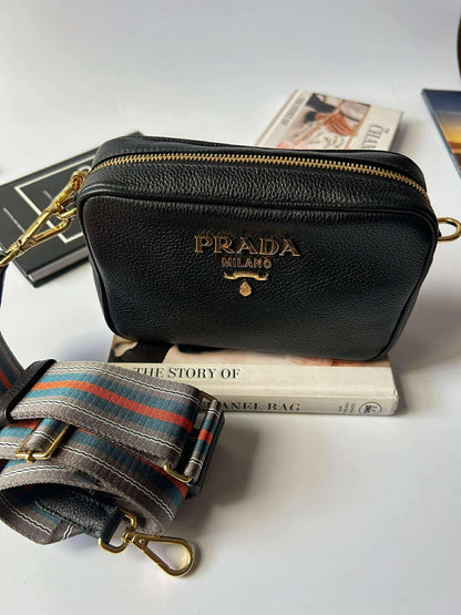 Prada camera bag mini black 158D sling bag crossbody guitar strap Brandnew