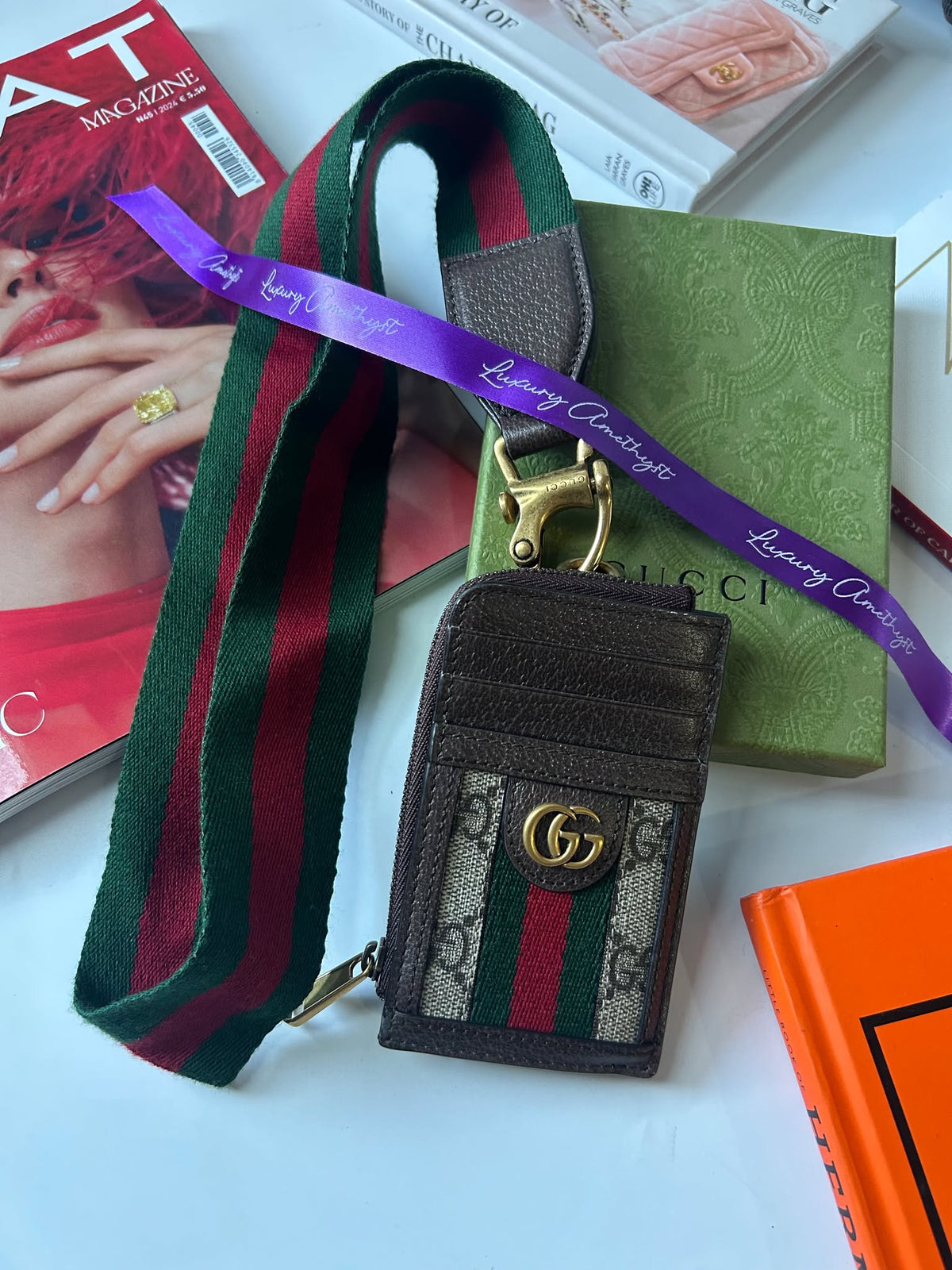 Gucci Card Holder with Strap Ophidia  Brandnew