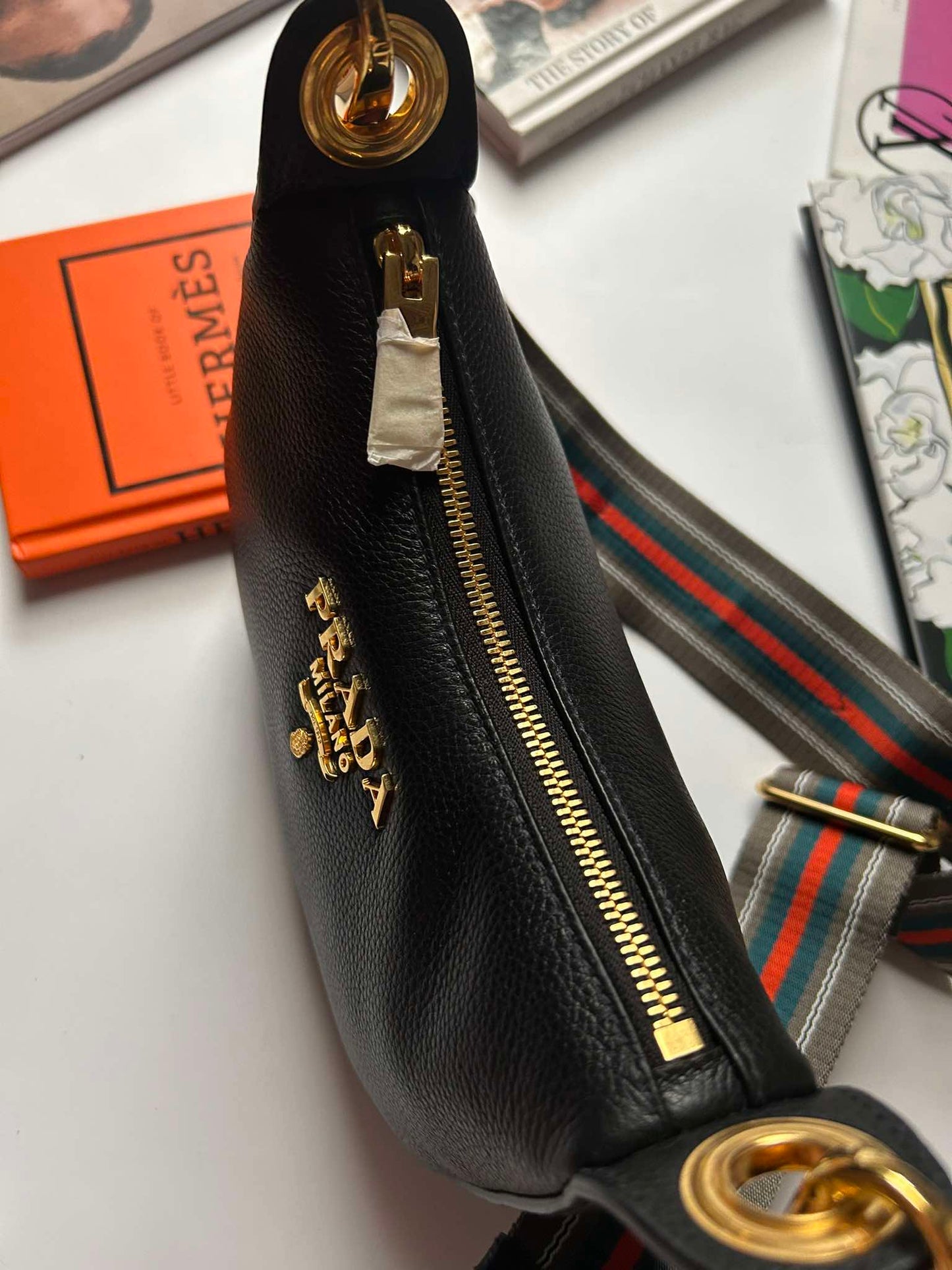Prada Hobo mini black leather guitar strap Brandnew