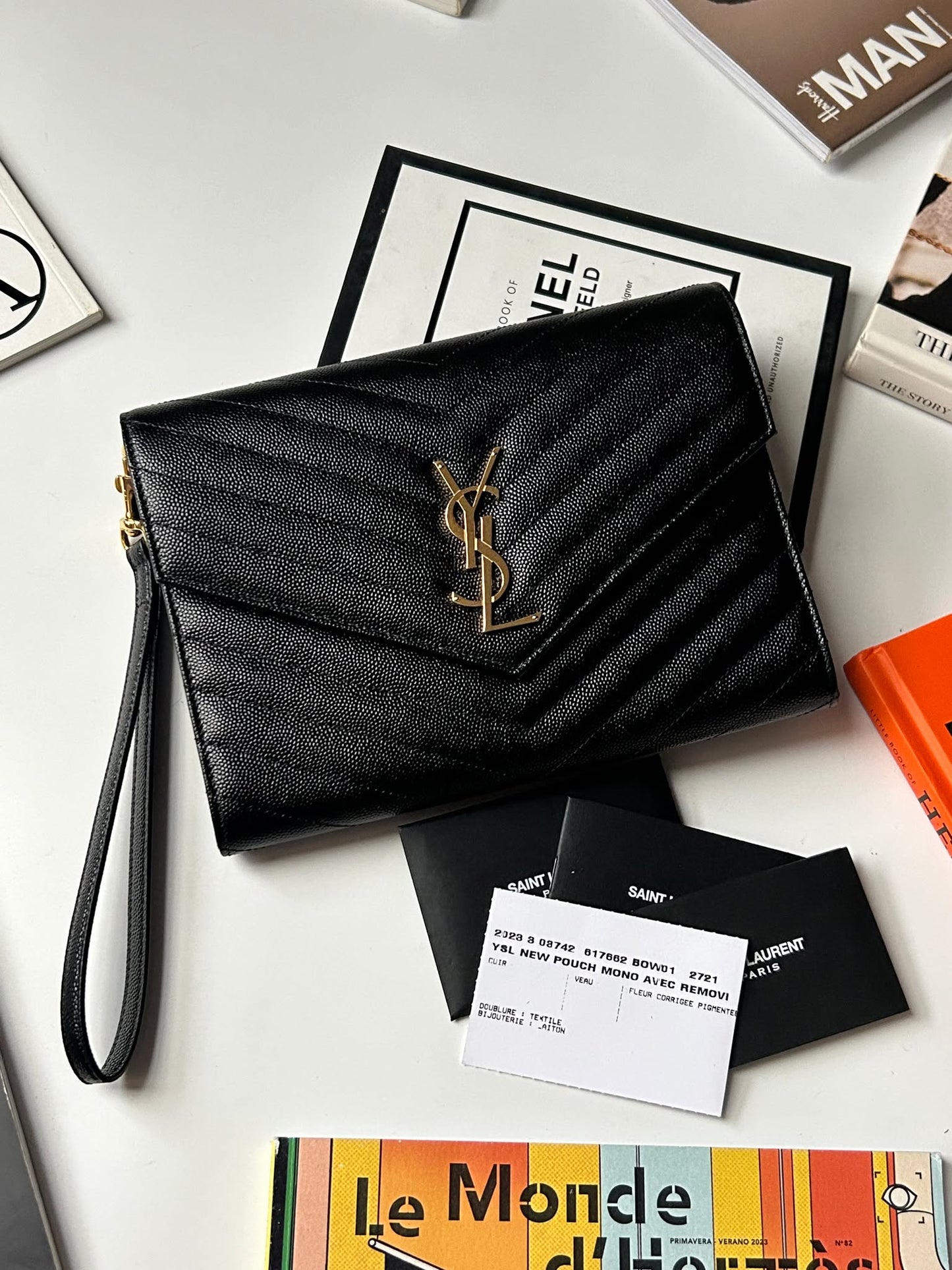 YSL Clutch black shw ALM617862.9820 Brandnew