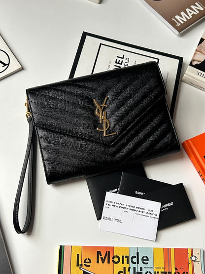 YSL Clutch black shw ALM617862.9820 Brandnew