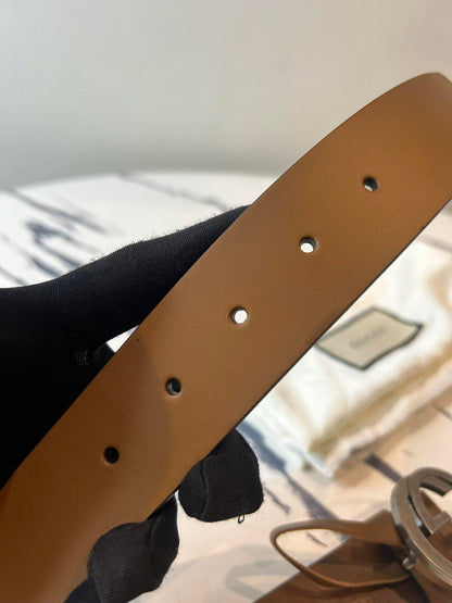 Gucci belt brown silver faded buckle size 90/36