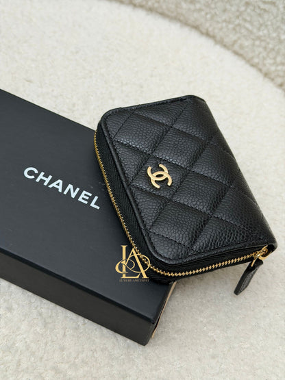 Chanel Card holder compact wallet black caviar ghw brand new K7P8EK79