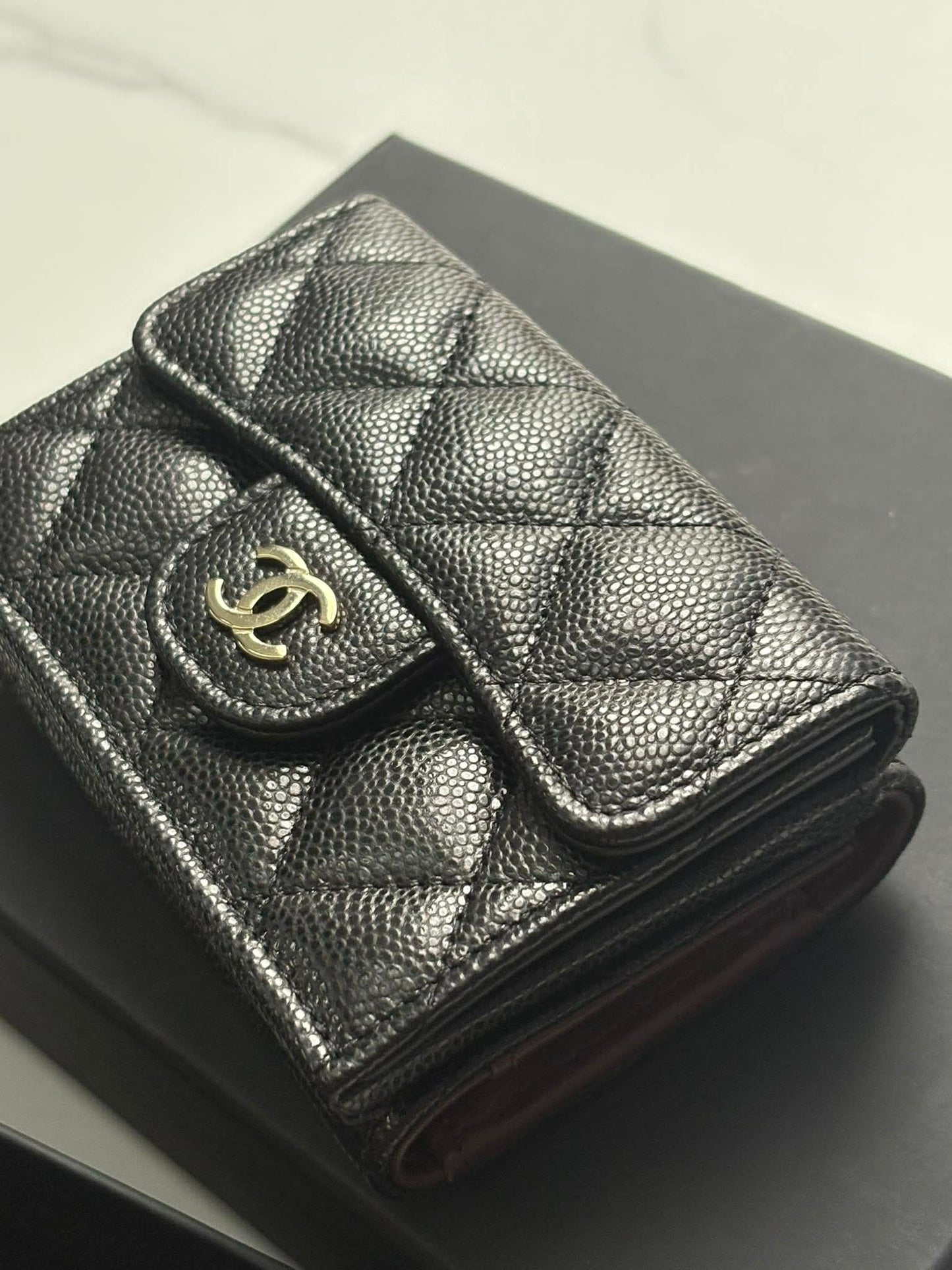 Chanel s-small wallet trifold caviar ghw micro XNEU6XN8