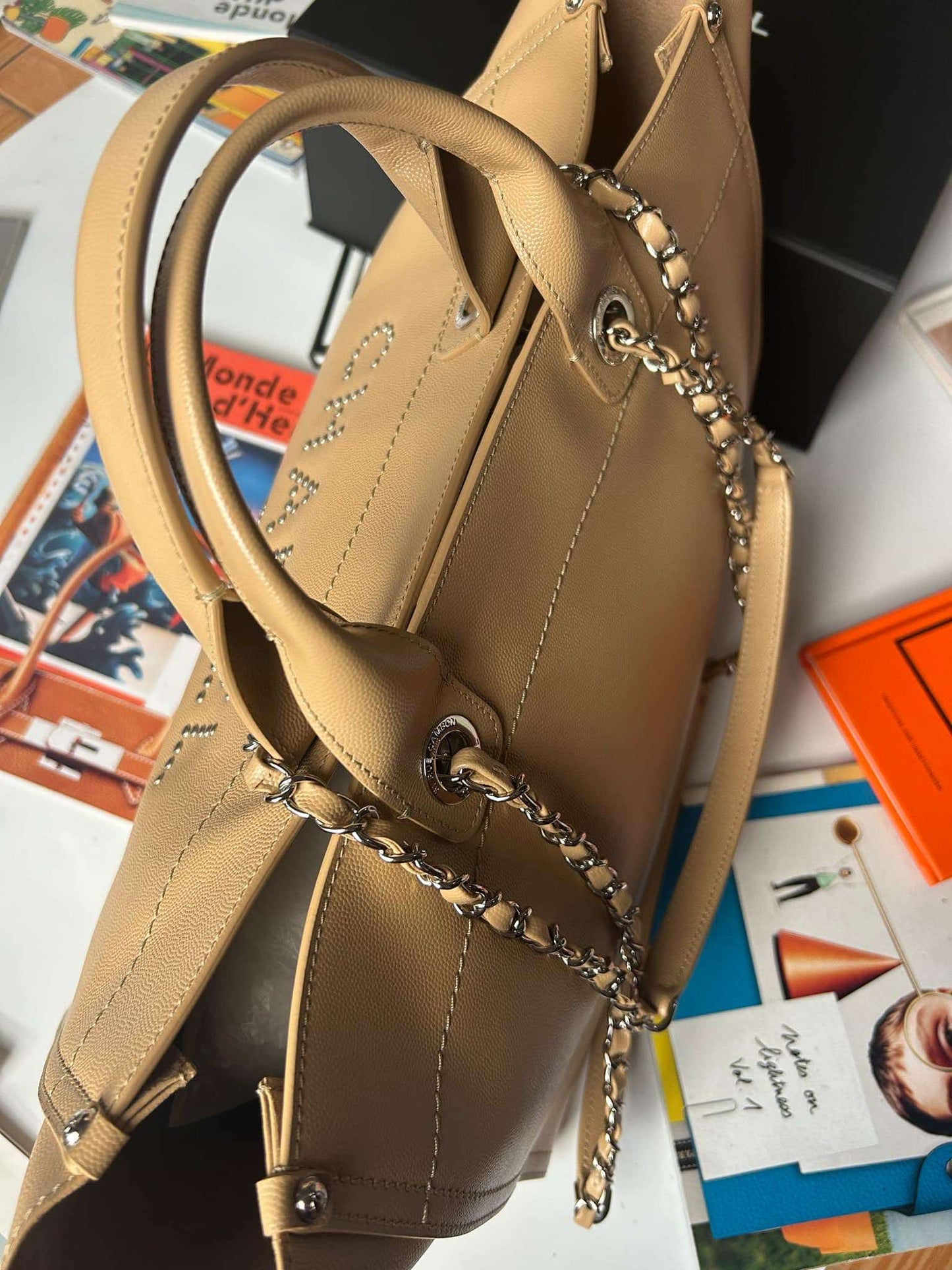 Deauvill large tote&nbsp;beige rank A authenticity card 25439386