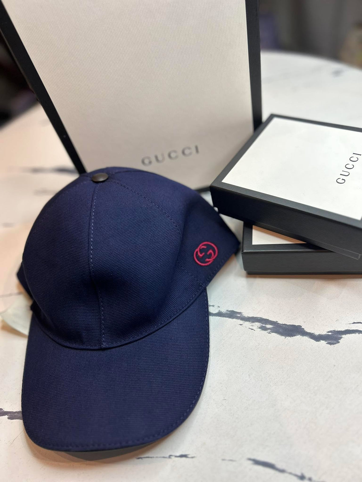Gucci Cap Navy Blue Medium Size Brandnew
