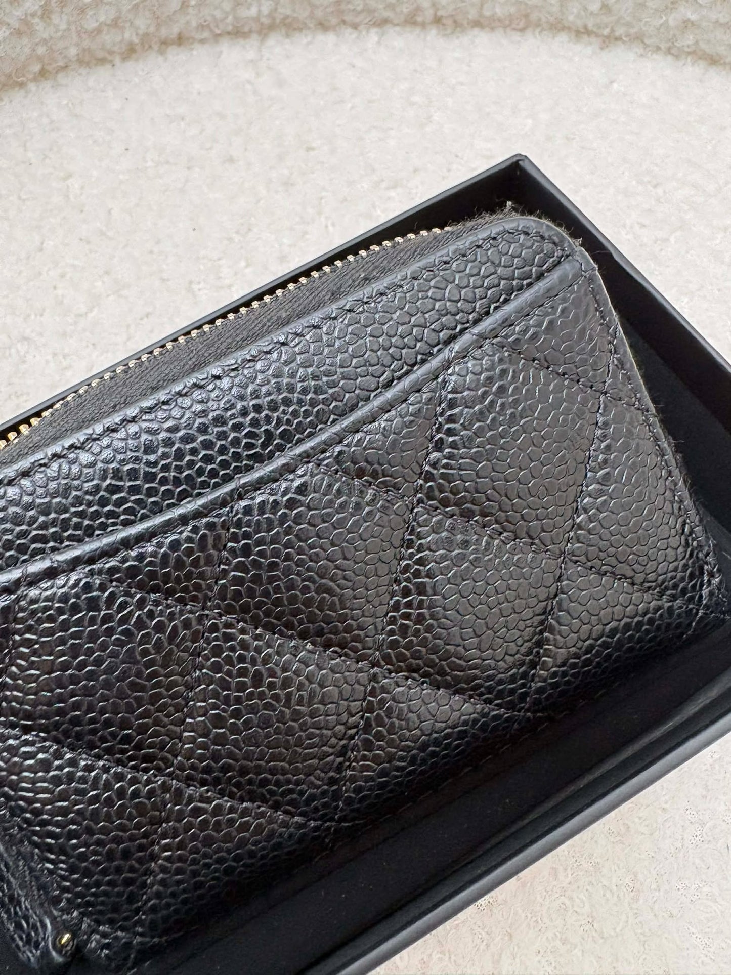 Chanel Card holder compact wallet black caviar ghw rank A 31488669