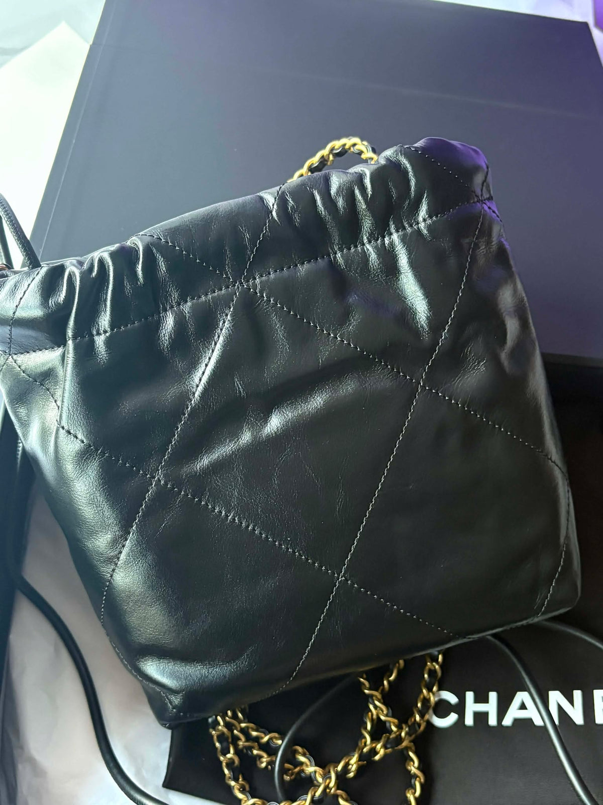 Chanel black mini hobo ghw BN