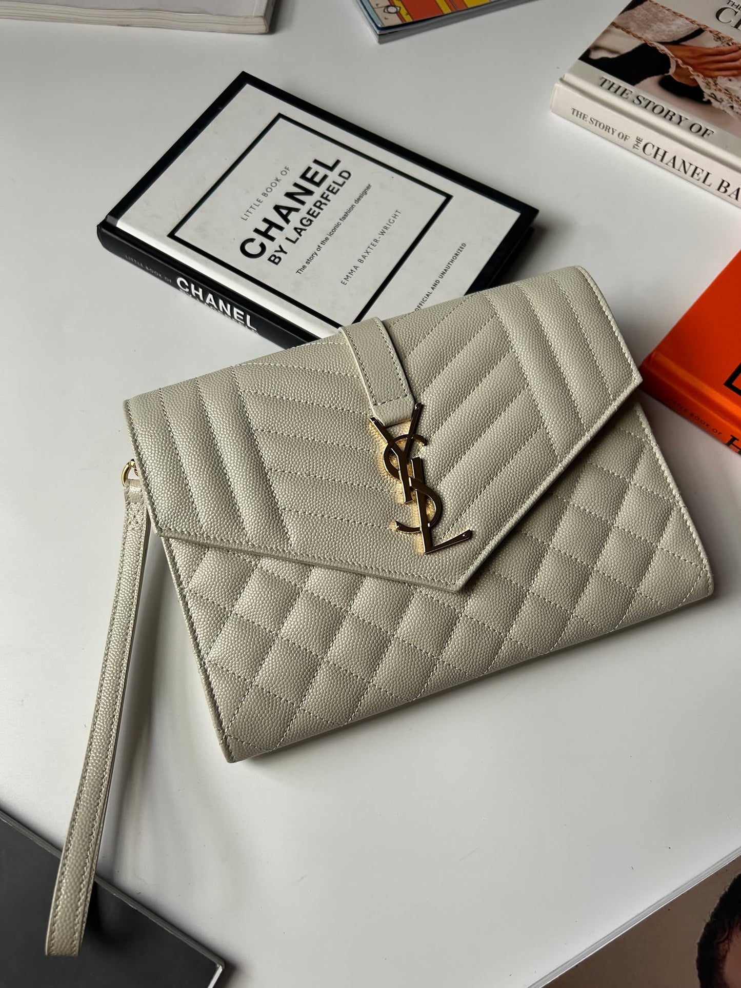 YSL white ghw clutch Brandnew