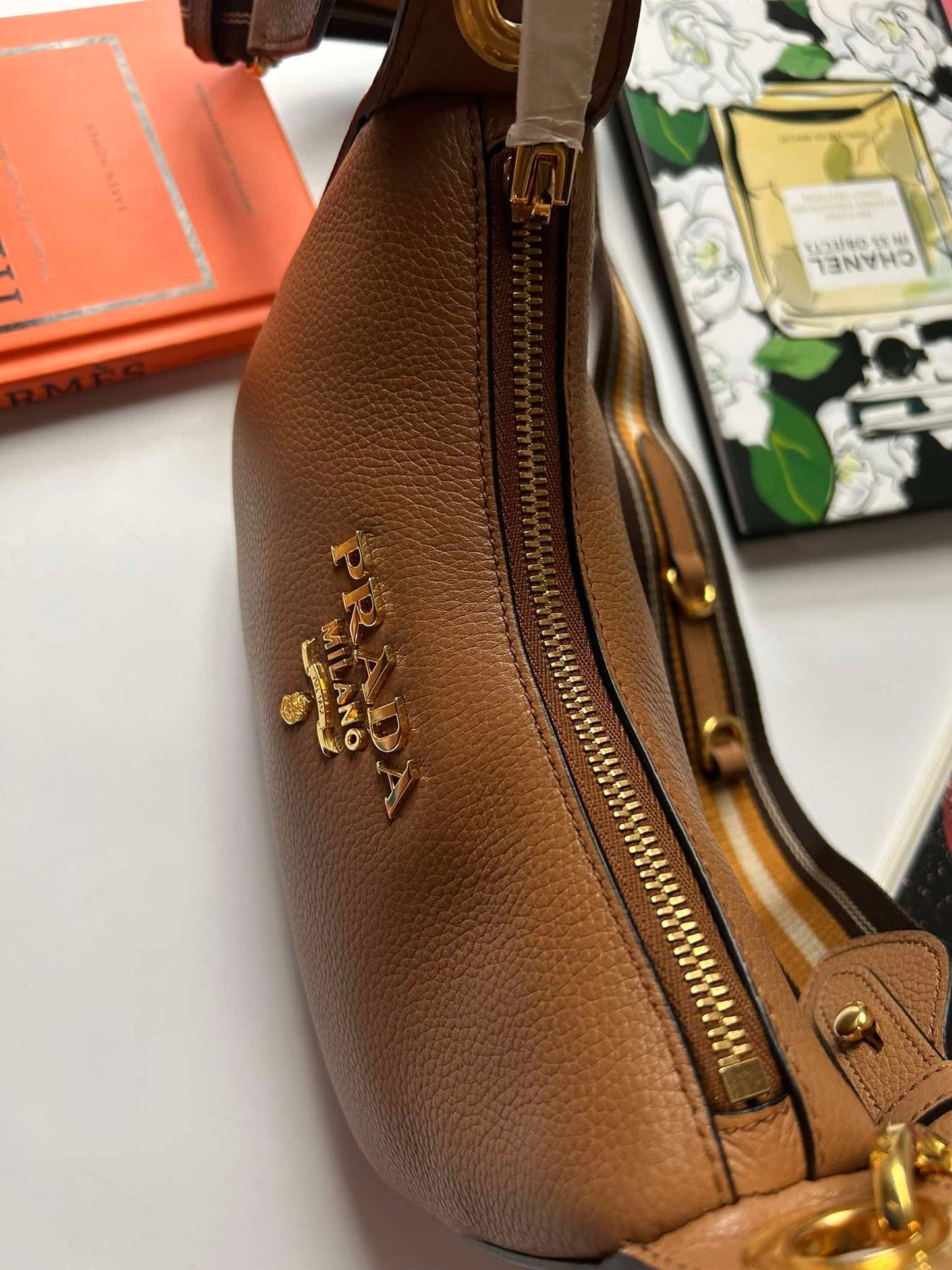 Prada Hobo mini caramel leather guitar strap Brandnew