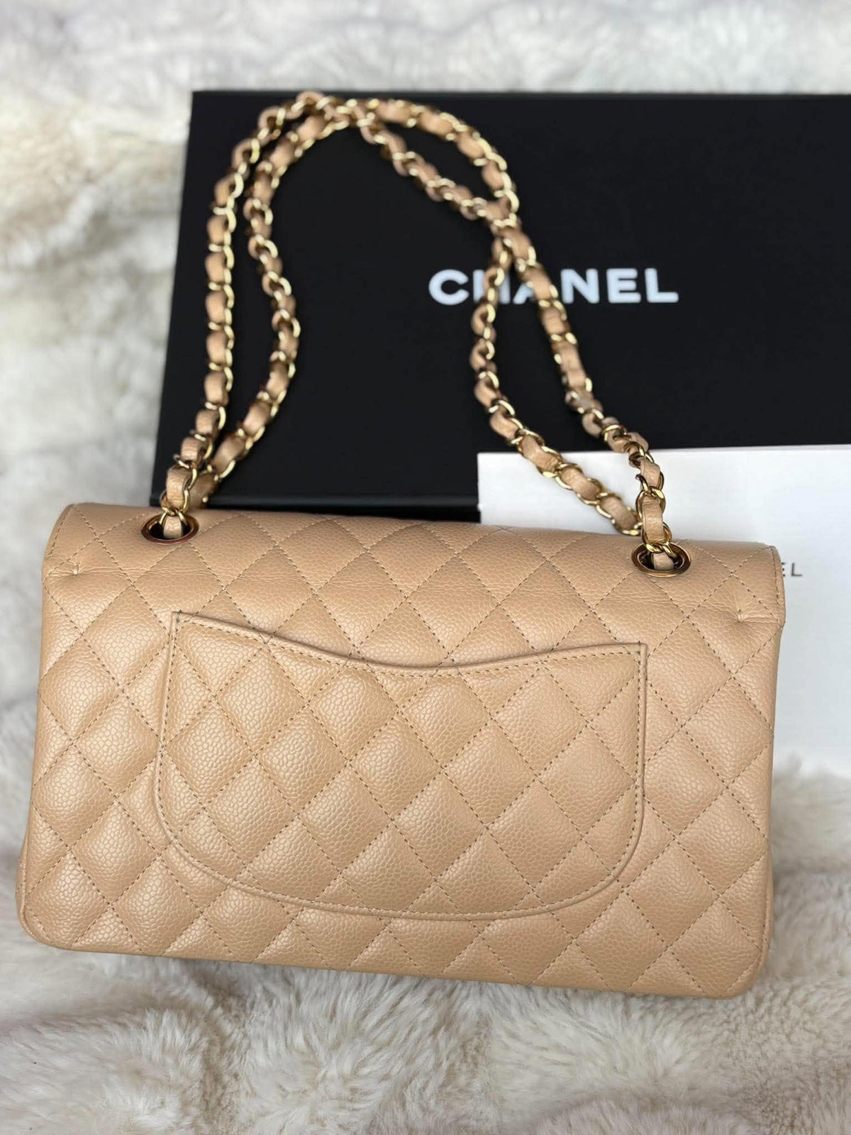 Chanel Medium DF In Beige Claire Caviar Leather GHW Microchip