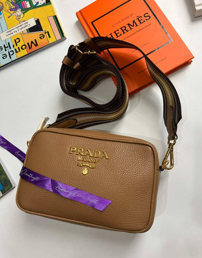 Prada camera bag mini caramel 158D crossbody guitar strap Brandnew