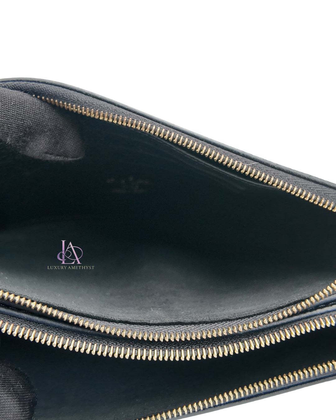 LV Black Beige Monogram Empreinte Double Zip Pochette