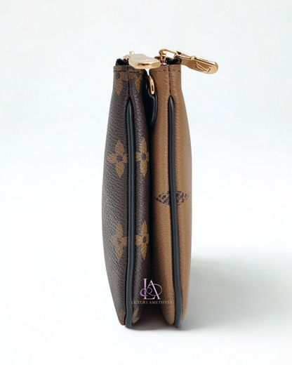 LV Double Zip Reverse Monogram Canvas Pochette
