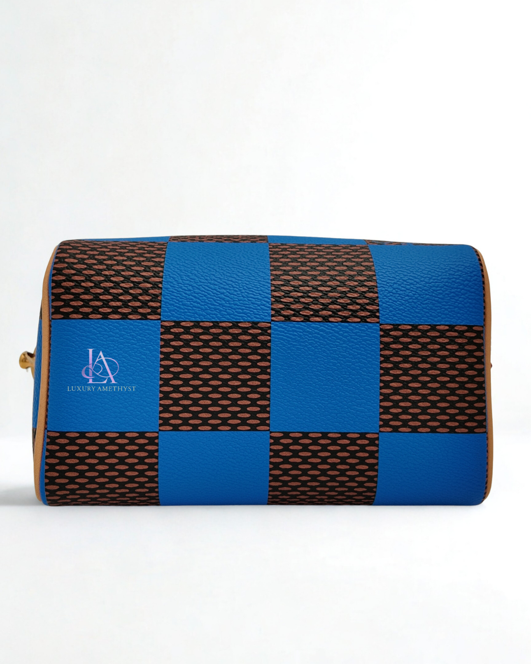 LV Speedy Bandouliere 18 Checkered Monogram Blue Canvas