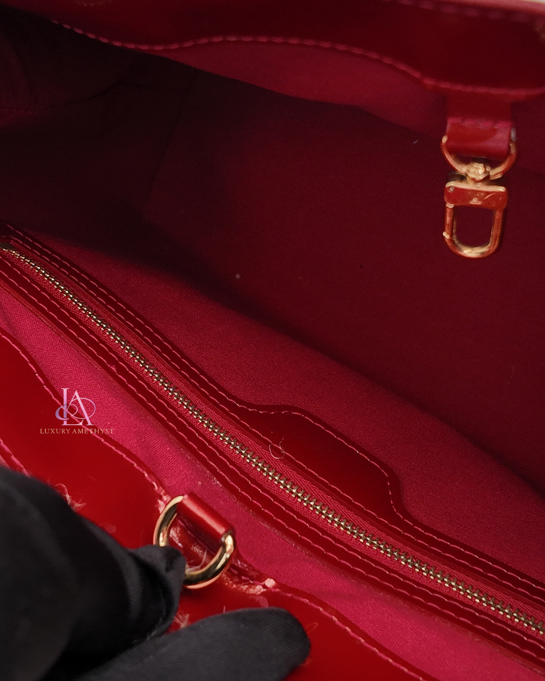 LV Vernis Handbag Red