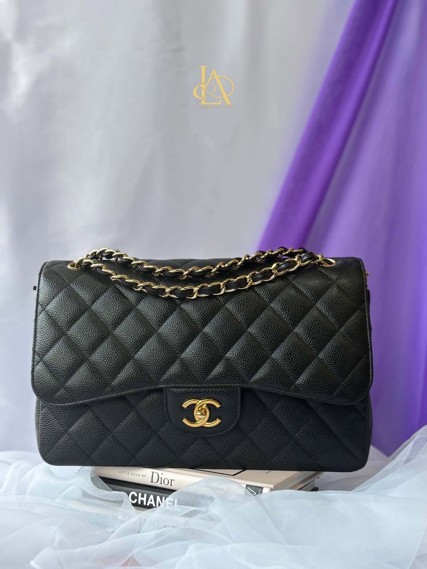 Chanel Large flap black caviar series 30424488 Rank SA