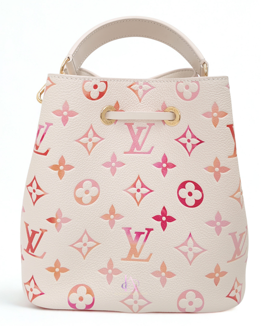 LV Néonoé Bucket Bag Monogram Empreinte White Pink