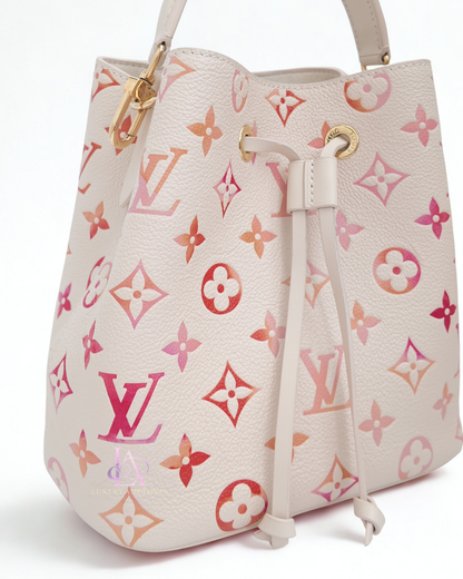 LV Néonoé Bucket Bag Monogram Empreinte White Pink